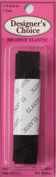 Designer's Choice Black Braided Elastic (3/4" x 1y) Fabric By The Yard
